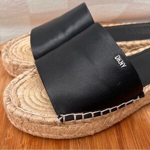 DKNY Black and Tan Espadrille Slides